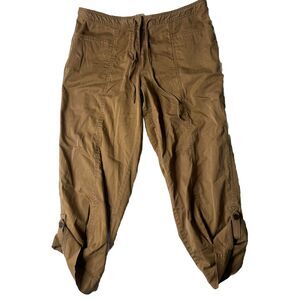 Tommy Bahama Stretch 8 Women’s Brown Stretch Capri Ankle Pants *loose Button